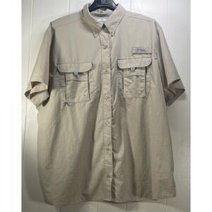 Columbia Sportswear PFG Shirt XXL Khaki Men Button Down Omni-Shade Used